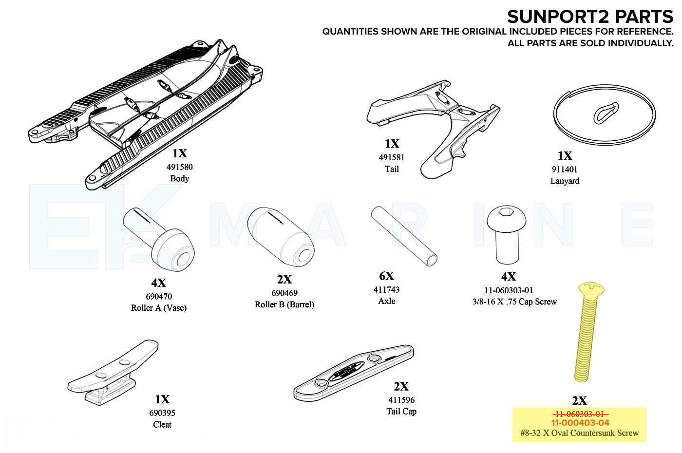 Sunstream SunPort2 Replacement Countersunk Screw (11-000403-04)