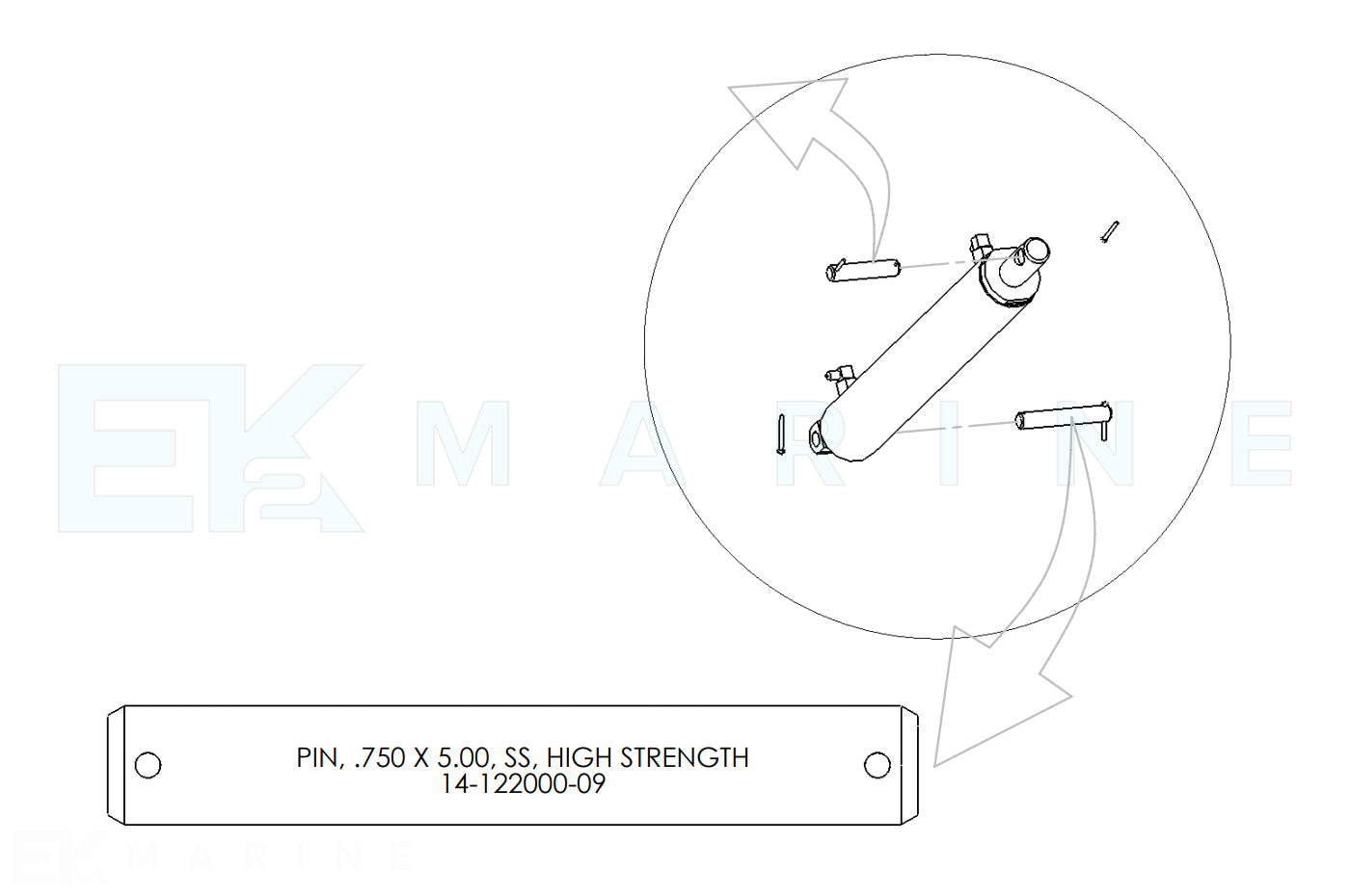 Sunstream High Strength SS Pin 3/4 x 5 (14-122000-09)