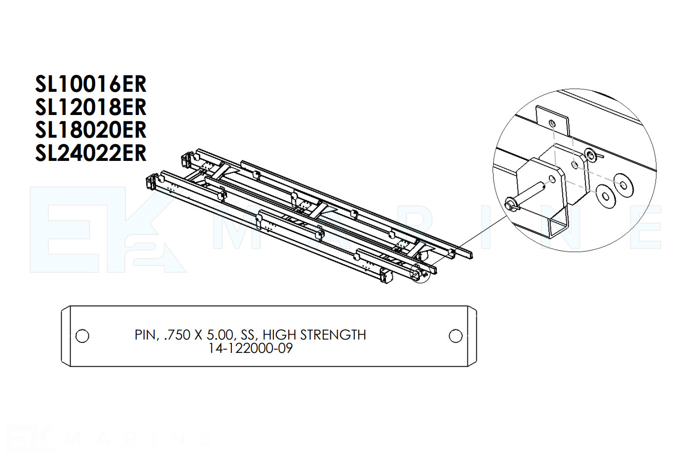 Sunstream High Strength SS Pin 3/4 x 5 (14-122000-09)