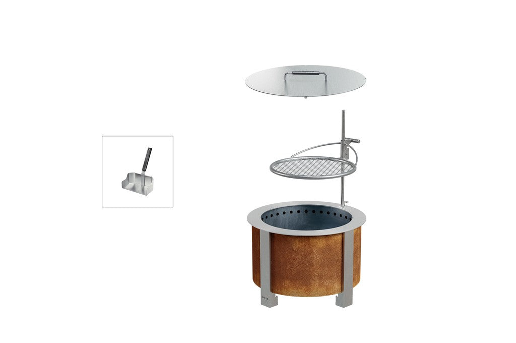 Breeo Smokeless Fire Pit Grilling Bundle X19 Corten in Corten Steel (BR-X19P-G-P-L-ART)