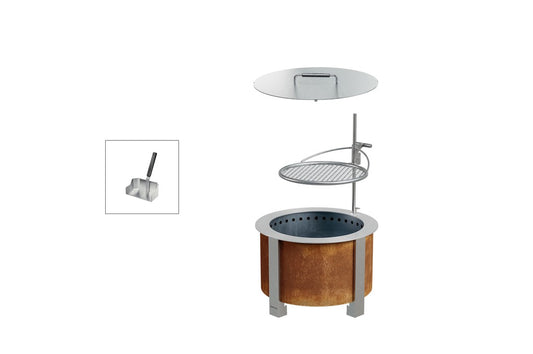 Breeo Smokeless Fire Pit Grilling Bundle X19 Corten in Corten Steel (BR-X19P-G-P-L-ART)