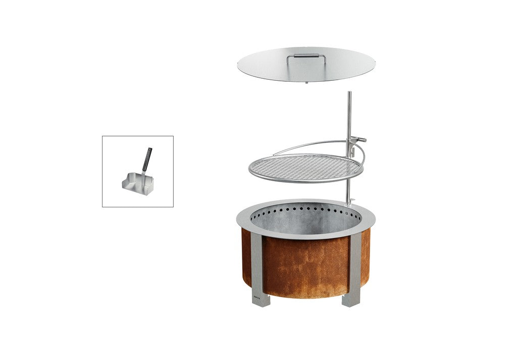 Breeo Smokeless Fire Pit Grilling Bundle X19 Corten in Corten Steel (BR-X24P-G-P-L-ART)
