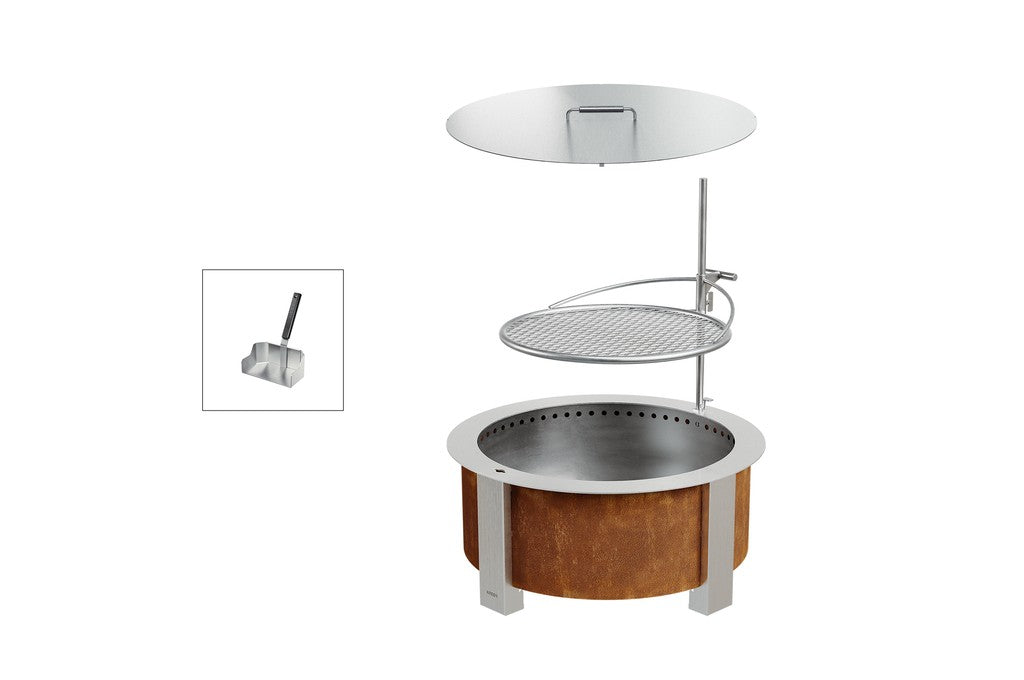 Breeo Smokeless Fire Pit Grilling Bundle X19 Corten in Corten Steel (BR-X30P-G-P-L-ART)