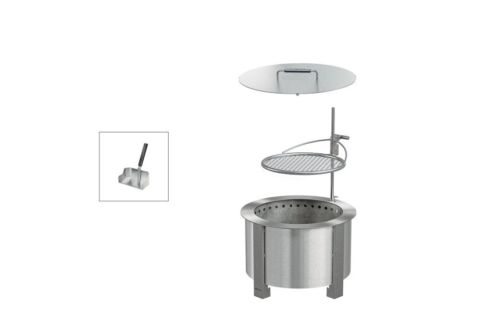 Breeo Smokeless Fire Pit Grilling Bundle X19 Corten in Stainless Steel (BR-X19S-G-P-L-ART)