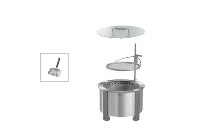 Breeo Smokeless Fire Pit Grilling Bundle X19 Corten in Stainless Steel (BR-X19S-G-P-L-ART)