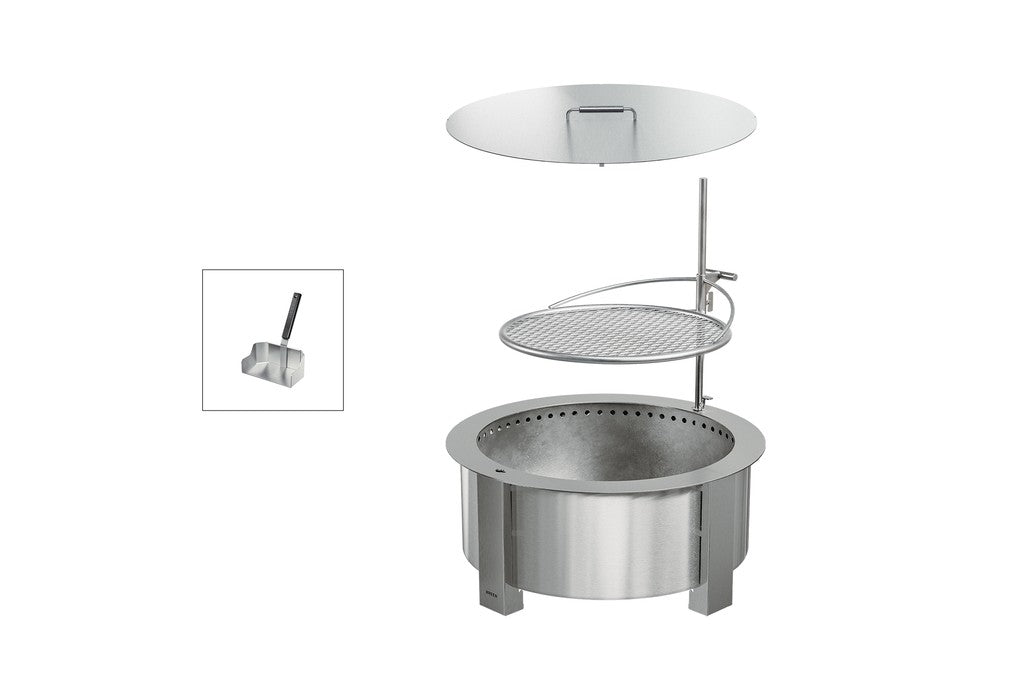 Breeo Smokeless Fire Pit Grilling Bundle X19 Corten in Stainless Steel (BR-X30S-G-P-L-ART)