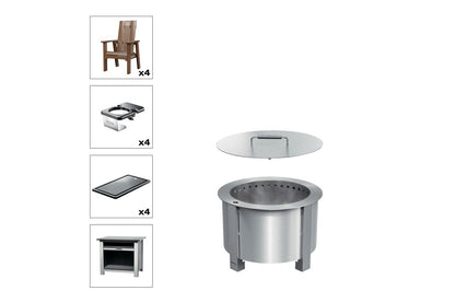 Breeo X Series Total Patio Fire Pit Bundle in Antique Mahogany (BR-X19S-PSAM)