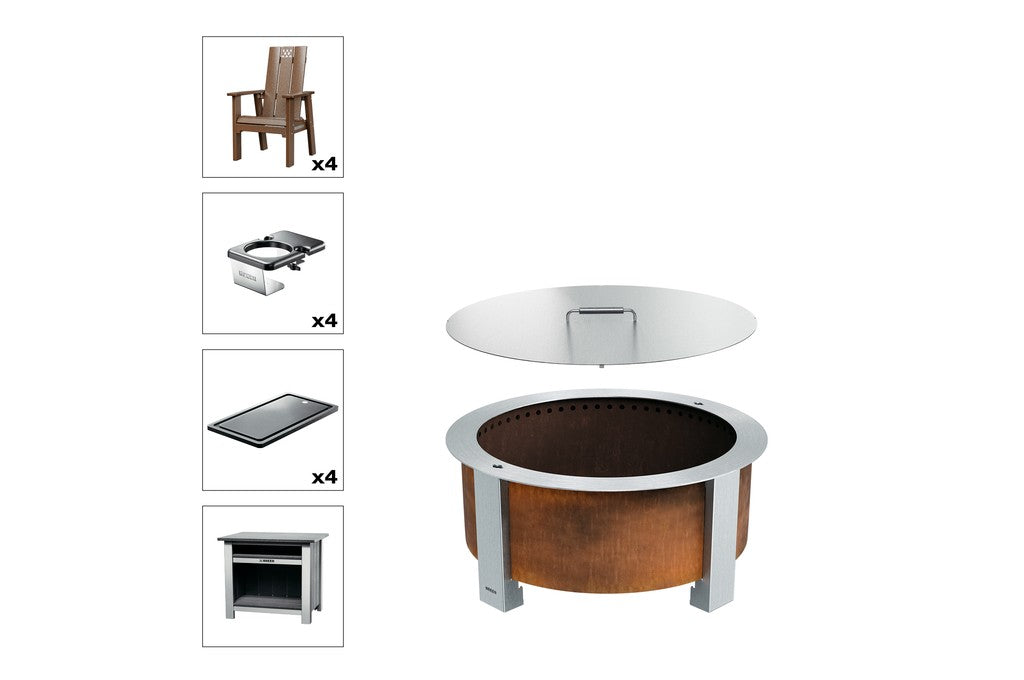 Breeo X Series Total Patio Fire Pit Bundle in Antique Mahogany (BR-X30P-PSAM)
