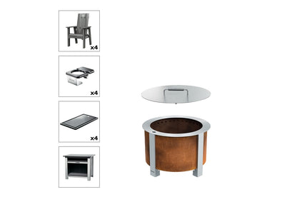 Breeo X Series Total Patio Fire Pit Bundle in Gray (BR-X19P-PSGY)