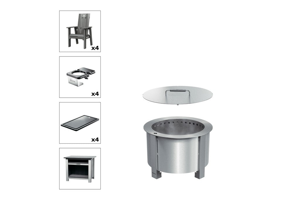 Breeo X Series Total Patio Fire Pit Bundle in Gray (BR-X19S-PSGY)
