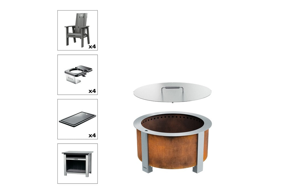 Breeo X Series Total Patio Fire Pit Bundle in Gray (BR-X24P-PSGY)
