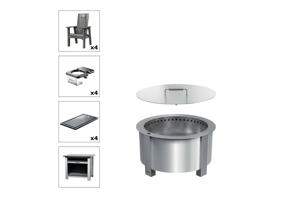 Breeo X Series Total Patio Fire Pit Bundle in Gray (BR-X24S-PSGY)