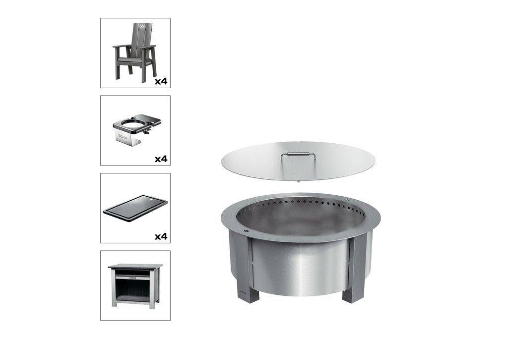Breeo X Series Total Patio Fire Pit Bundle in Gray (BR-X30S-PSGY)