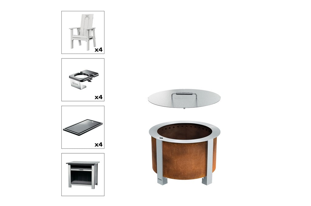 Breeo X Series Total Patio Fire Pit Bundle in White (BR-X19P-PSWH)