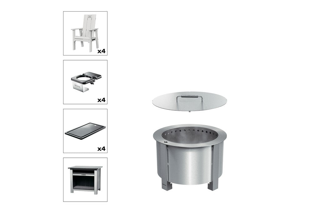 Breeo X Series Total Patio Fire Pit Bundle in White (BR-X19S-PSWH)