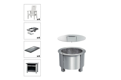 Breeo X Series Total Patio Fire Pit Bundle in White (BR-X19S-PSWH)
