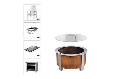 Breeo X Series Total Patio Fire Pit Bundle in White (BR-X24P-PSWH)