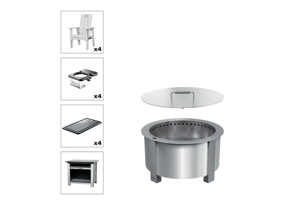 Breeo X Series Total Patio Fire Pit Bundle in White (BR-X24S-PSWH)