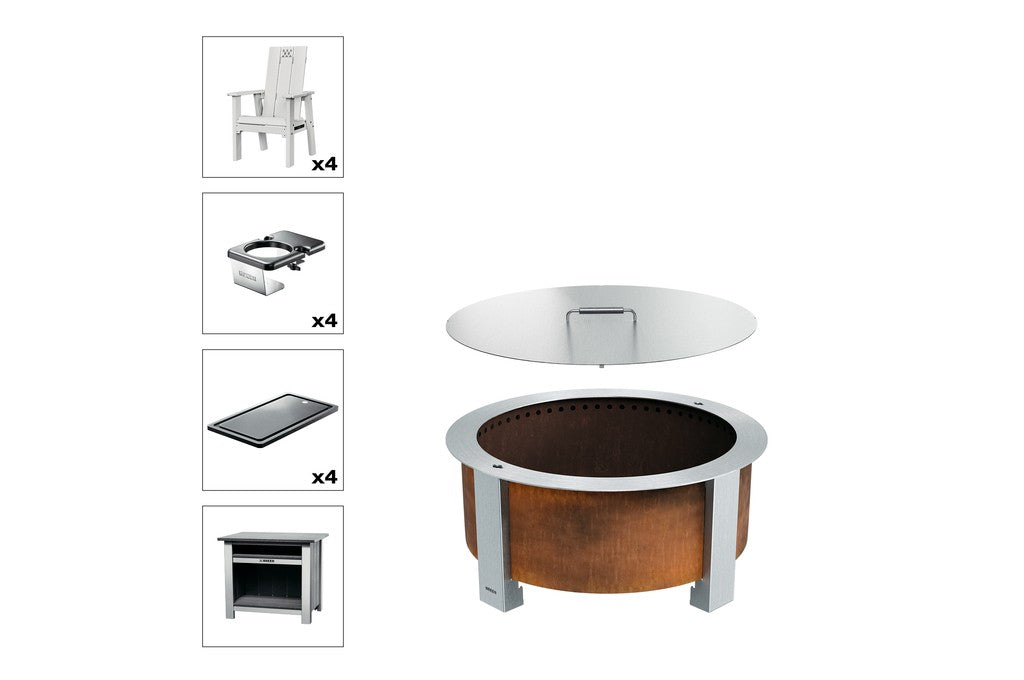 Breeo X Series Total Patio Fire Pit Bundle in White (BR-X30P-PSWH)