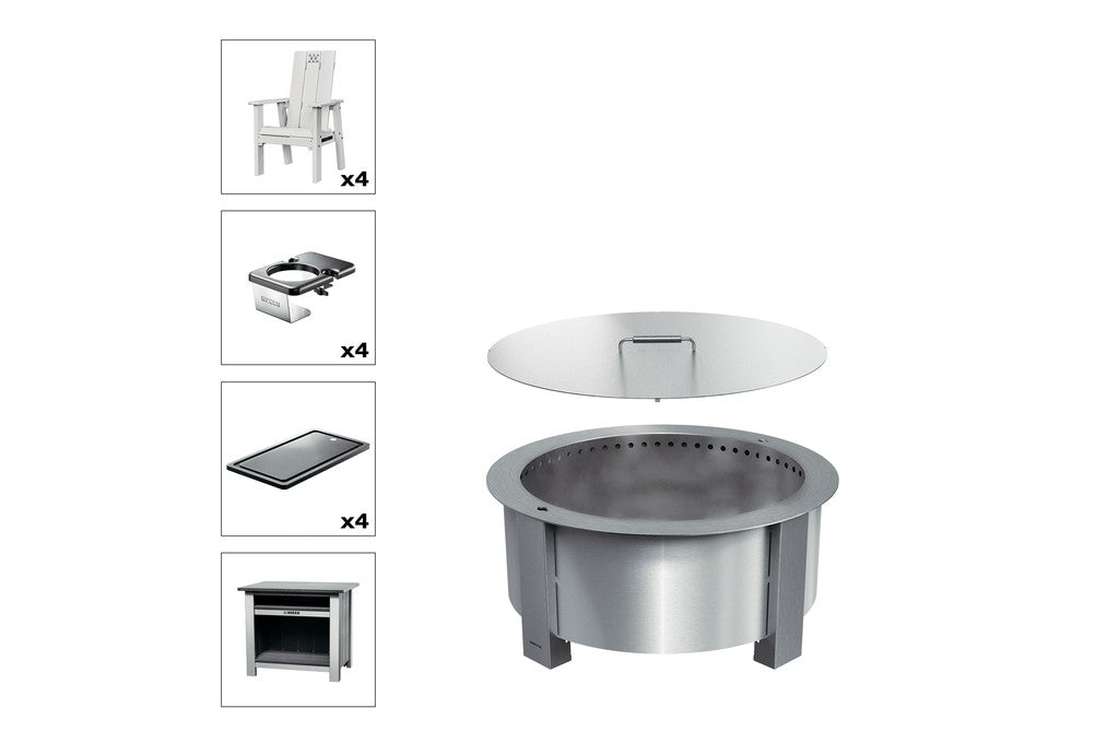 Breeo X Series Total Patio Fire Pit Bundle in White (BR-X30S-PSWH)