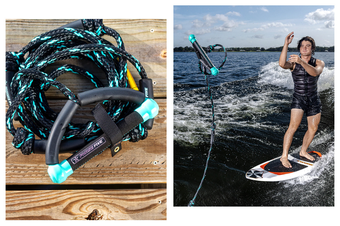 Phase Five Pro Surf Tow Rope with Suede Grip Seafoam (5ROPEPRSF)